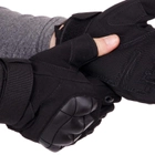 Защитные тактические перчатки без пальцев Военные перчатки открытые TACTICAL Полиэстер Кожзам Черный (BC-8805) L - изображение 5