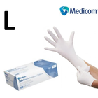 Перчатки нитриловые неопудренные белые, размер L (100 шт/уп) Medicom PLATINUM 3.6 г/м2 - изображение 1