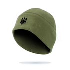 Флісова шапка олива з чорним гербом, розмір M - зображення 1