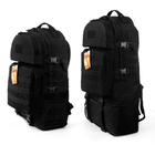Тактический рюкзак трансформер на 40-60 литров черный с поясным ремнем - изображение 1