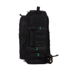 Походный тактический рюкзак с органайзером и поясным ремнем на 40 литров Черный - изображение 4