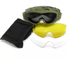 Очки тактические маска Combat (3 стекла в комплекте) Баллистическая Военная маска Хаки - изображение 4