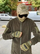 Кофта флисовая мужская военная тактическая с липучками под шевроны ВСУ (ЗСУ) 8049 48 размер хаки TR_1055 - изображение 3