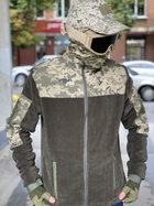 Кофта флисовая мужская военная тактическая с липучками под шевроны ВСУ (ЗСУ) Пиксель 8030 46 размер черная TR_1127 - изображение 9