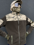 Кофта флисовая мужская военная тактическая с липучками под шевроны ВСУ (ЗСУ) Пиксель 8028 54 размер хаки TR_1127 - изображение 2