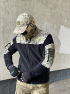 Кофта флисовая мужская военная тактическая с липучками под шевроны ВСУ (ЗСУ) Мультикам 8046 54 размер черная TR_1127 - изображение 5