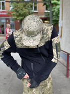 Кофта флисовая мужская военная тактическая с липучками под шевроны ВСУ (ЗСУ) Пиксель 8034 54 размер черная TR_1127 - изображение 3