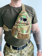 Рюкзак однолямковий - військова сумка через плече LeRoy Tactical колір - темний піксель (+USB) - зображення 4