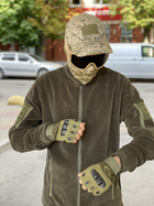 Кофта флисовая мужская военная тактическая с липучками под шевроны ВСУ (ЗСУ) 8049 48 размер хаки (SKU_4403159) - изображение 3