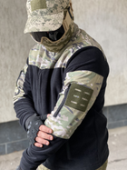 Кофта флисовая мужская военная тактическая с липучками под шевроны ВСУ (ЗСУ) Мультикам 8045 52 размер черная (SKU_4403155) - изображение 4