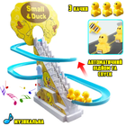 Игровой набор горка-трек с подъёмником Joy Toy Small-Duck интерактивная игрушка скользящие утки 3шт, с музыкой
