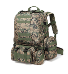 Рюкзак тактичний армійський камуфляжний піксельний коричнево-зелений 56 літрів із сумочками - зображення 1