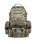 Рюкзак тактичний армійський камуфляжний піксельний коричнево-зелений 56 літрів із сумочками - зображення 2