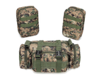 Рюкзак тактичний армійський камуфляжний піксельний коричнево-зелений 56 літрів із сумочками - зображення 6