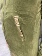 Армейская Кофта флисовая Kafkas, теплая, размер XXL, Оливковый, вставки Мультикам на рукава, плечи, карманы - изображение 4