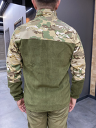 Армейська Кафта флисова Kafkas, тепла, розмір 3XL, Оливковий, вставки Мультикам на рукава, плечі, кишені - зображення 3
