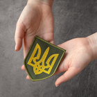 Набор шевронов 3 шт на липучке Герб и два флага Украины олива/чорний - изображение 2