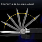Тактична складна саперна лопата X-BALOG з вбудованим компасом та ножем (чорна) - зображення 4