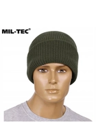 Тепла зимова шапка Mil-tec універсальна унісекс з відворотом машинна в'язка зі 100% щільного акрилу з утеплювачем Thinsulate One size оливкова - зображення 3