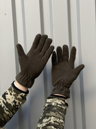 Мужские зимние перчатки на флисе Kreminna теплые военные хаки - изображение 2