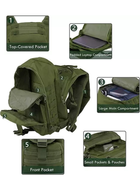 Тактический штурмовой рюкзак SILVER KNIGH TY-9900 объем 30 л. Цвет хаки. - изображение 4
