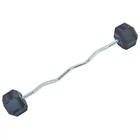 Штанга фиксированная изогнутая обрезиненная Zelart Rubber Hexagon Barbell TA-6231-40 длина-95см 40кг