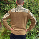 Кофта флисовая мужская военная тактическая с липучками под шевроны ВСУ (ЗСУ) Пиксель 8154 48 размер койот (OPT-1390) - изображение 3