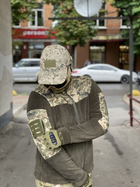 Кофта флисовая мужская военная тактическая с липучками под шевроны ВСУ (ЗСУ) Пиксель 8029 56 размер хаки (OPT-1390) - изображение 3