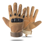 Универсальные тактические перчатки размер M полнопалые с защитой на косточки (Койот) - изображение 3