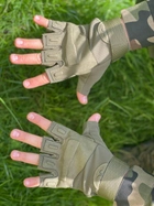 Військовий тактичні рукавиці без пальців олива L - зображення 4