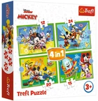 Пазли Trefl 4 в 1 - Мишка Міккі серед друзів / Disney Standard Characters, 12,15,20,24 елементів (34616)
