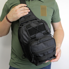 Тактическая сумка-слинг плечевая, однолямочный рюкзак, черная барсетка через плечо нагрудный с кордуры - изображение 3