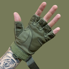 Тактичні рукавички з напівпальцями Хакі - зображення 7