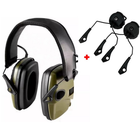 Активні навушники ProTac Slim Green + кріплення на шолом каску з рейками ARC (FAST, ТОР-Д, ACH MICH) (127900kr) - зображення 1