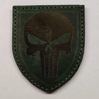 Военный кожаный шеврон SKULL зелёный - изображение 1