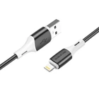 Кабель BOROFONE BX79 USB to iP 2.4A, 1m, silicone, silicone connectors, Black (6974443384741)