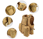 Жилет тактический военный Tactical Vest A56 плитоноска / разгрузка Molle песочный - изображение 3