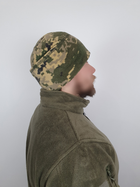 Тепла зимова флісова шапка піксель для військових ЗСУ універсального розміру кольору камуфляж піксель 2734 - зображення 4