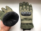 Тактические теплые, Зимние перчатки ( Утепленные ) Размер универсальный XL-XXL, Олива - изображение 2