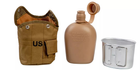 Фляга армейская для воды 1 литр с чехлом и котелком хаки - изображение 1