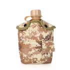 Фляга армейская для воды 1 литр с чехлом и котелком песочный пиксель - изображение 3