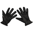 Зимові тактичні шкіряні рукавички MFH стійкі до порізів чорні утеплені (15610_L) - зображення 1