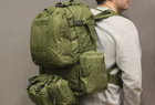 Рюкзак тактичний великий з підсумками multicam 55 літрів зелений - зображення 4