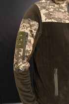 Кофта флисовая мужская военная тактическая с липучками под шевроны ВСУ (ЗСУ) Пиксель 8025 48 размер хаки - изображение 5