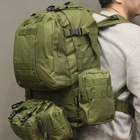 Тактичний військовий рюкзак з підсумками Assault Belt M-12 Oxford 600D 50 літрів Оливковий - зображення 5