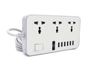 Мережевий фільтр ТВ-Т09, 3 розетки + 6 USB, 2 м, перетин 3х0, 75мм, 3000W, White-grey