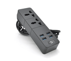 Сетевой фильтр ТВ-Т07, 2 розетки + 4 USB, 2 м, сечение 3х0,75мм, 2500W, Black
