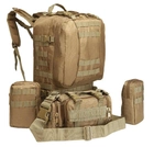 Рюкзак тактичний військовий з підсумками Tactical Backpack A08 50 л пісочний - зображення 3