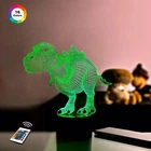 3D ночник "Динозаврик 2" (УВЕЛИЧЕННОЕ ИЗОБРАЖЕНИЕ) подарочная упаковка + 16 цветов + пульт ДУ + сетевой адаптер&nbsp;+ батарейки (3ААА) &nbsp;3DTOYSLAMP
