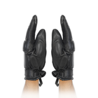 Тактические кожаные зимние перчатки на флисовой подкладке GlovesUA мод.312-б Черный 10 - изображение 2